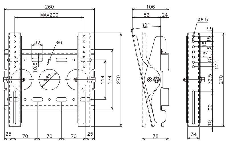 小型ディスプレイマウント金具（角度傾斜型）