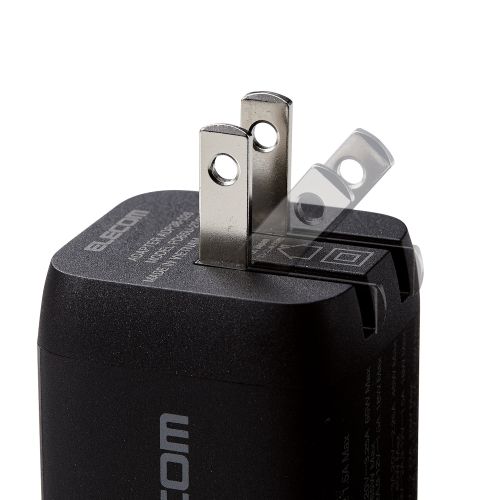 ノートPC用ACアダプター/USB充電器/USB Power Delivery対応/PPS対応/Quick Charge 3.0対応/65W/USB-C2ポート/スイングプラグ/ブラック