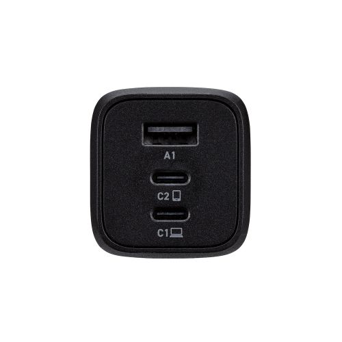 AC充電器/USB充電器/USB Power Delivery対応/PPS対応/65W/USB-C2ポート/USB-A1ポート/スイングプラグ/ブラック
