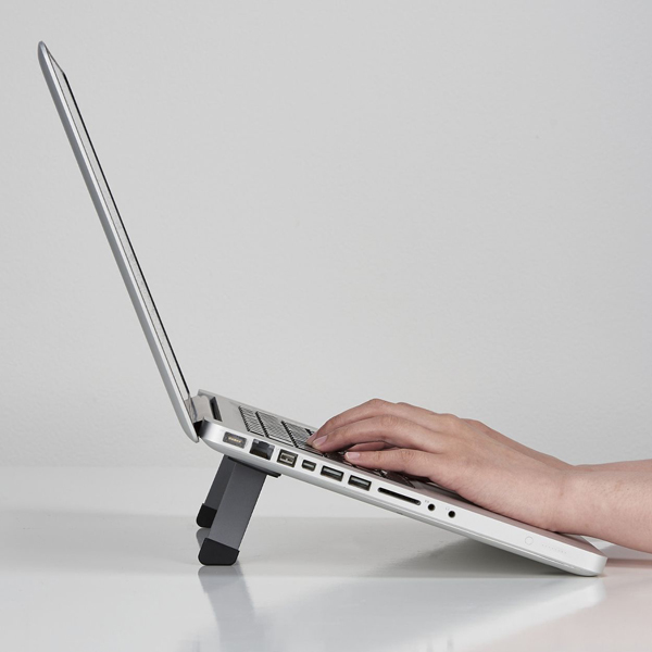 折りたたみノートPCスタンド/装着式/アルミ/スペースグレー