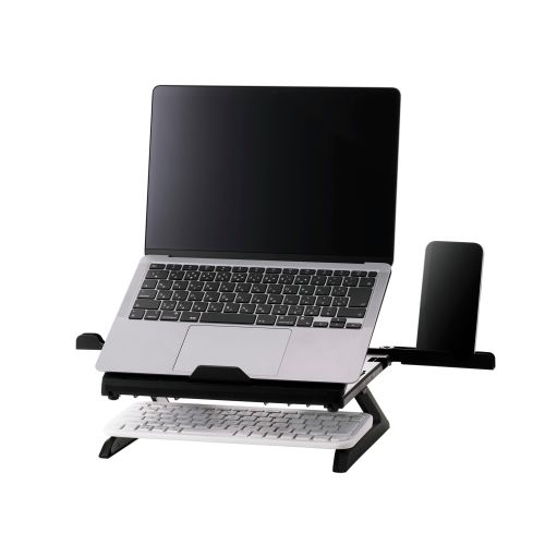 ノートPCスタンド/冷却ファン/折りたたみ8段階/コンパクト/9.5cm/ブラック