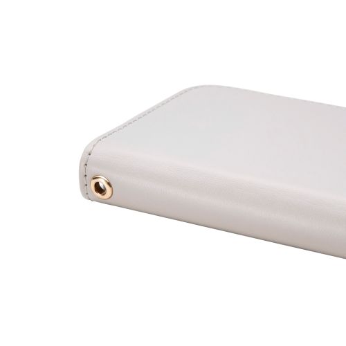 iPhone 17e/16e/レザーケース/手帳型/耐衝撃/磁石付き/ステッチ/ハンドストラップ付/グレージュ