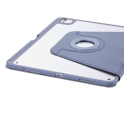 13インチiPad Pro(M4)/フラップケース/360度回転/マグネット着脱/背面クリア/ブルーグレー