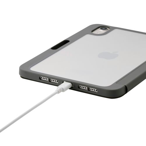 8.3インチiPad mini(A17 Pro)/フラップケース/CHIC STYLE/背面クリア/チャコールグレー