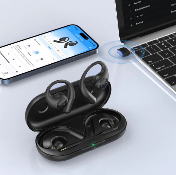 EMEET AirFlow ワイヤレスオープンイヤー型イヤホン E2053 黒