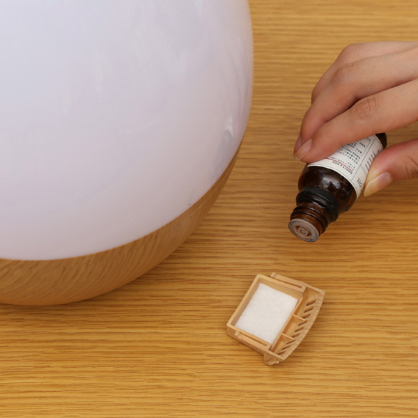 超音波式加湿器 しずく型 木目調 ダークブラウン