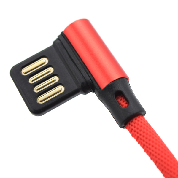 アルミニウムヘッド両L型ケーブル for Type-C 1.0m レッド