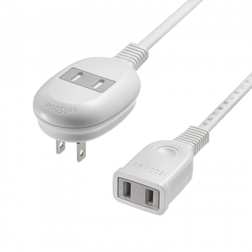 プラス1個口延長コード（2P・1個口＋1個口・5m・ホワイト）