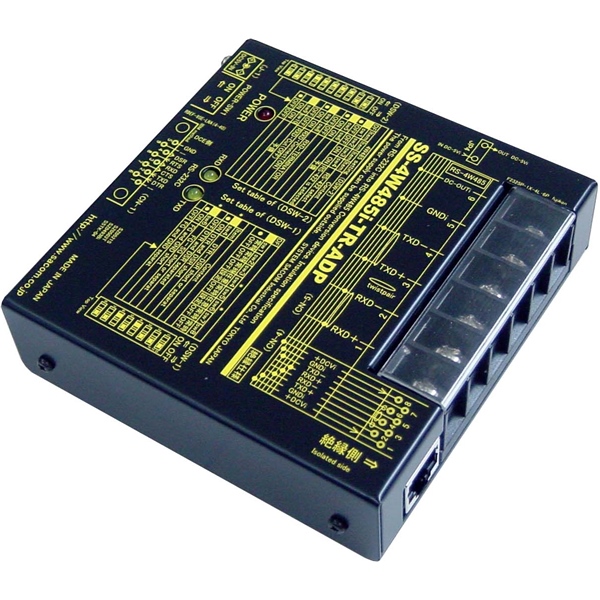 RS232C⇔4線式RS485変換器 （ACアダプタ仕様）【絶縁タイプ】【作業性の高いM4ネジ端子台】 Dsub9P(メス/インチ）⇔端子台6P（M4ネジ）/RJ45