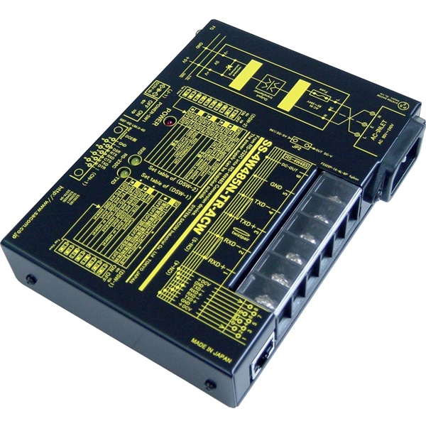 RS232C⇔4線式RS485変換器 （AC90～240V仕様）【作業性の高いM4ネジ端子台】 Dsub9P(メス/インチ）⇔端子台6P（M4ネジ）/RJ45