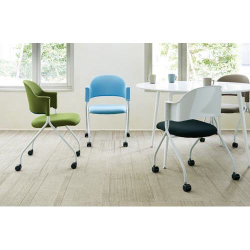 フランチェアクロスタイプ白脚背座グリーン２脚セット