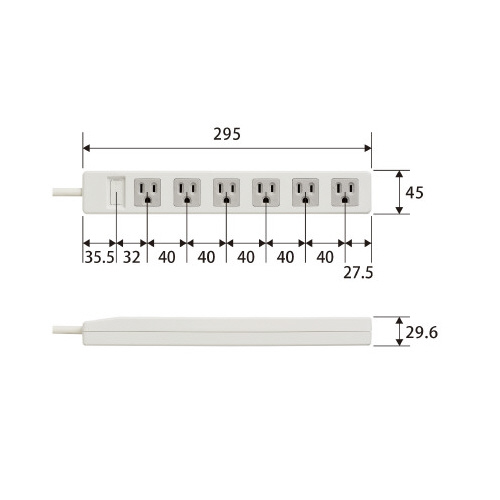 ＯＡタップ３ピン対応　６個口　５ｍ