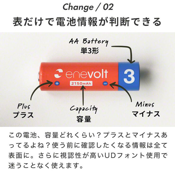 enevolt 充電池 2150mAh 単3 エネボルト 4本セット
