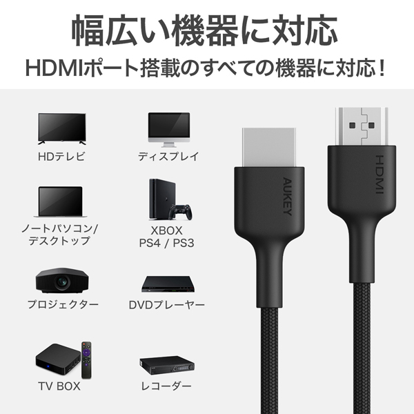HDMIケーブル Impulse series [HDMI to HDMI] 2m 2本組み ブラック＆レッド