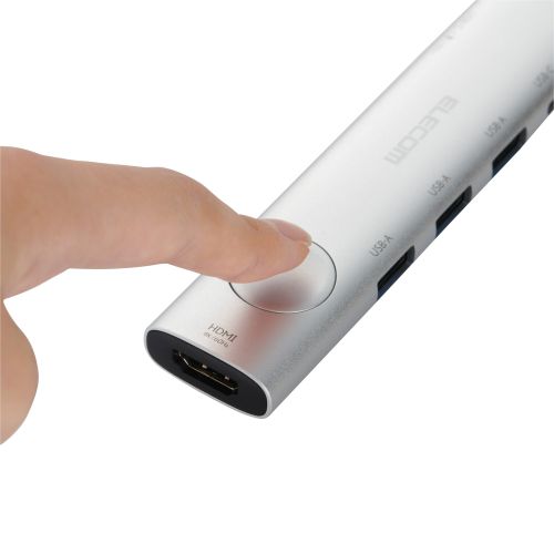 Type-Cドッキングステーション/画面オンオフスイッチ付/USB PD対応/USB-A×3/USB-C×2/HDMI(4K60Hz)/シルバー