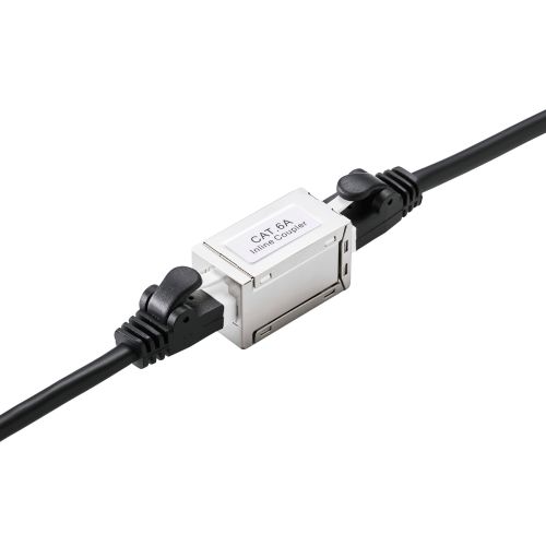 RJ45中継コネクタ/Cat6A対応/STP/シルバー