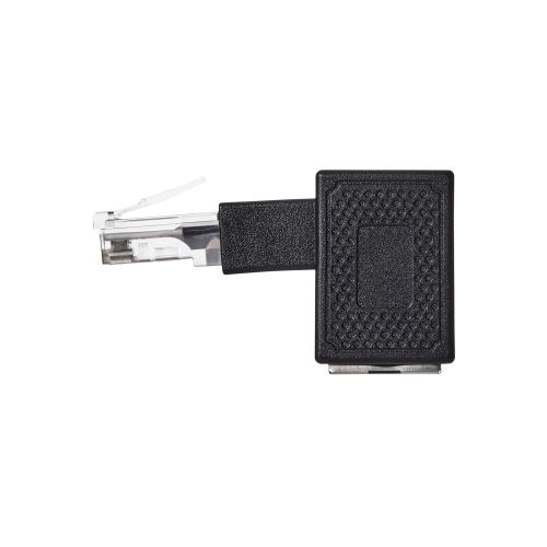 RJ45中継コネクタ/Cat5e対応/L字/下向き/UTP/ブラック