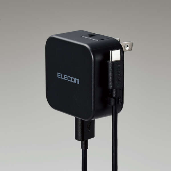AC充電器/スマホ・タブレット用/2.4A出力/Type-C/USB-C/ケーブル同梱/1.5m/USB-Aメス1ポート/おまかせ充電搭載/ブラック