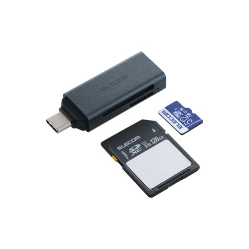 メモリリーダ/Type-Cコネクタ/直挿しタイプ/USB 5Gbps/SD+microSD用/ブラック