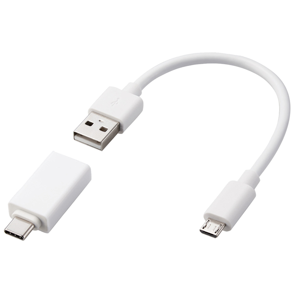 Lightningカードリーダー/SD+microSD対応/USB Type-C変換アダプタ付属/ケーブル7cm/ホワイト