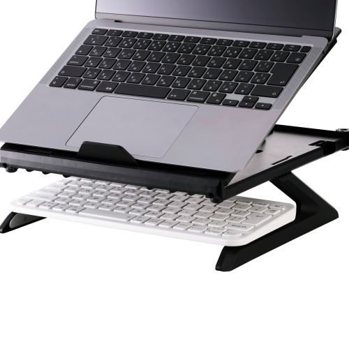 ノートPCスタンド/冷却ファン/折りたたみ8段階/コンパクト/9.5cm/ブラック
