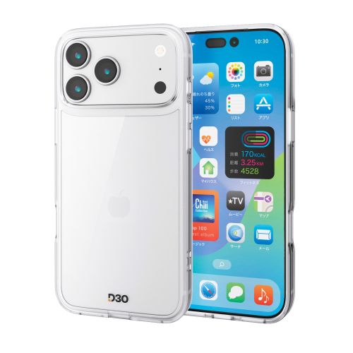 iPhone 17 Pro Max/ハイブリッドケース/D3O/オールクリア/メタルステッカー付/クリア