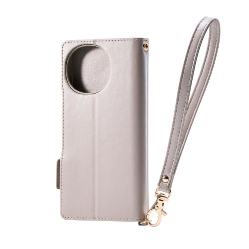 AQUOS R10/ソフトレザーケース/磁石付/耐衝撃/ハンドストラップ付/グレージュ