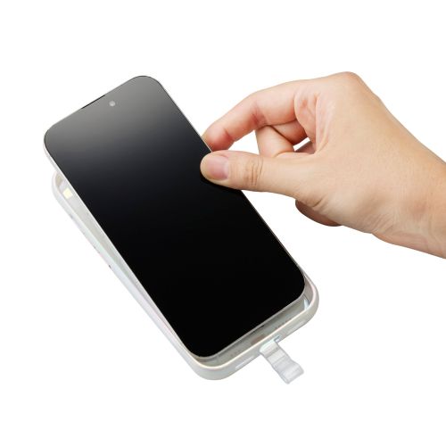 スマホハンドストラップ/ストラップホールシート付属(2枚)/合成皮革リング/&me/グレージュ