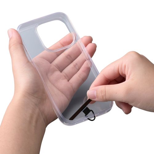 スマホショルダーストラップ/ステンレスストラップホールシート付属(1口タイプ×1枚)/フラット型/ループ付/カラビナ付/ネイビー