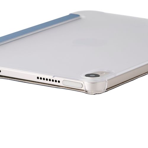 8.3インチiPad mini(A17 Pro)/フラップケース/薄型軽量/背面クリア/2アングル/スリープ対応/ブルーグレー