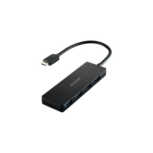 USB HUB/USB-C/USB5Gbps/バスパワー/4ポート/15cm/ブラック