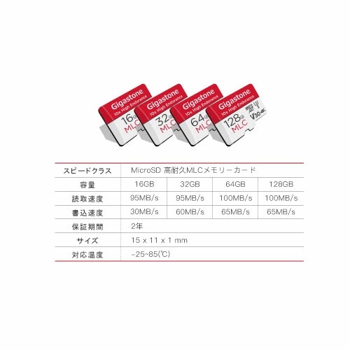【MLCチップ搭載】ドラレコ/監視カメラなどの長時間使用の端末に最適 microSDXCカード 64GB 【スペックU3 V30】 最大読み取り速度100MB/s