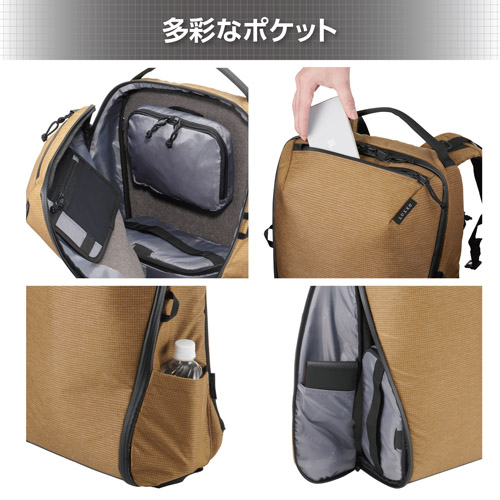 LUXXe（ラグゼ） グリッド ジップバックパック L カメラバッグ コヨーテ