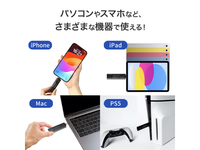 USB 10Gbps（USB3.2 Gen2）USB-A＆USB-C(R)対応 スティックSSD 500GB