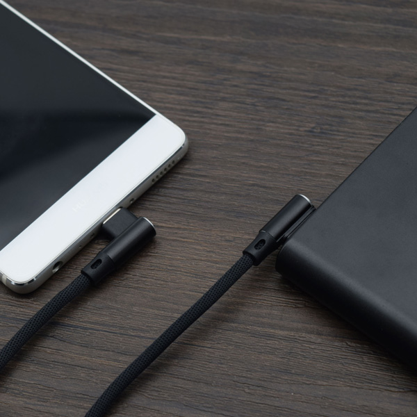 アルミニウムヘッド両L型ケーブル for Type-C 1.0m レッド