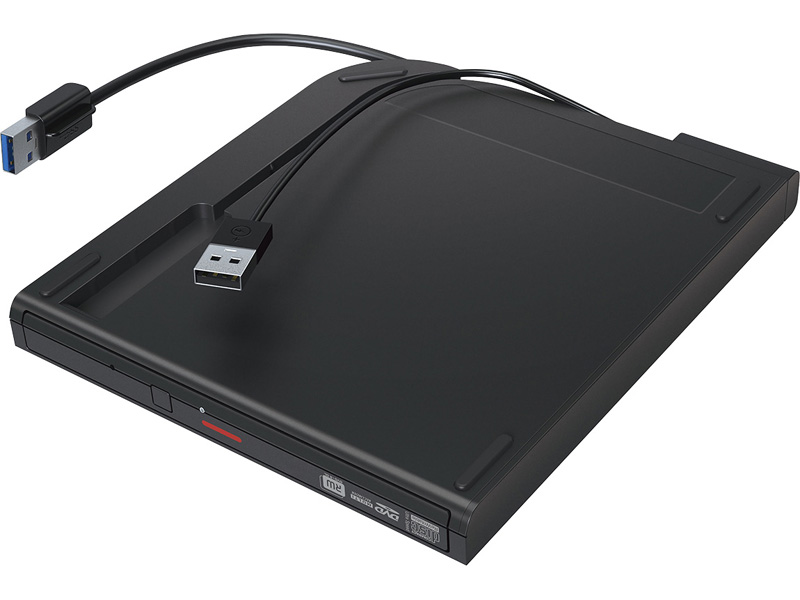 USB3.2(Gen1)対応 ポータブルDVDドライブ 書込ソフト添付 ブラック