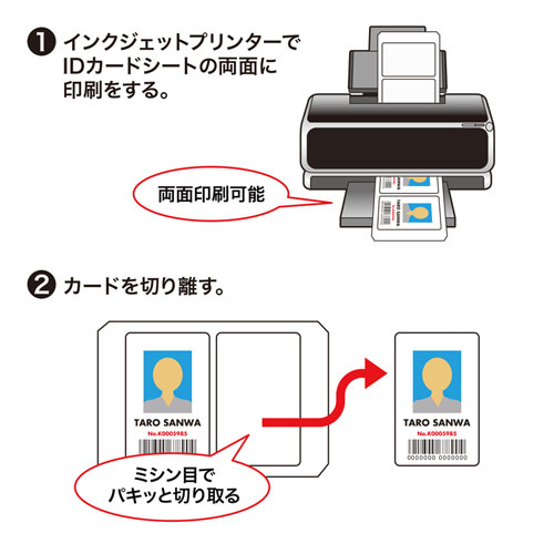 インクジェット用IDカード（穴なし・200シート入り）