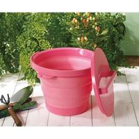 ソフトバケツ（フタ付き）ピンク