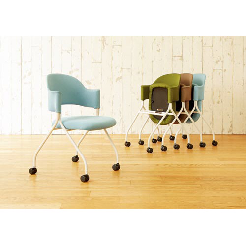 フランチェアクロスタイプ白脚背座グリーン２脚セット