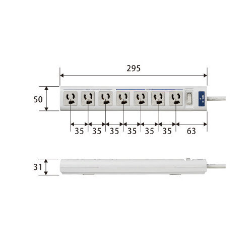 ＯＡタップ３ピン対応　７個口　雷ガード　５ｍ
