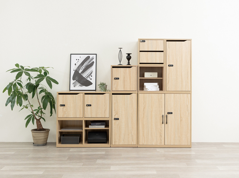 組立式 木製収納ロッカー ワイド