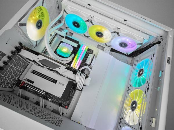PCケースファン iCUE ML140 RGB ELITE White Flame with iCUE Lighting Node CORE -Dual Pack-