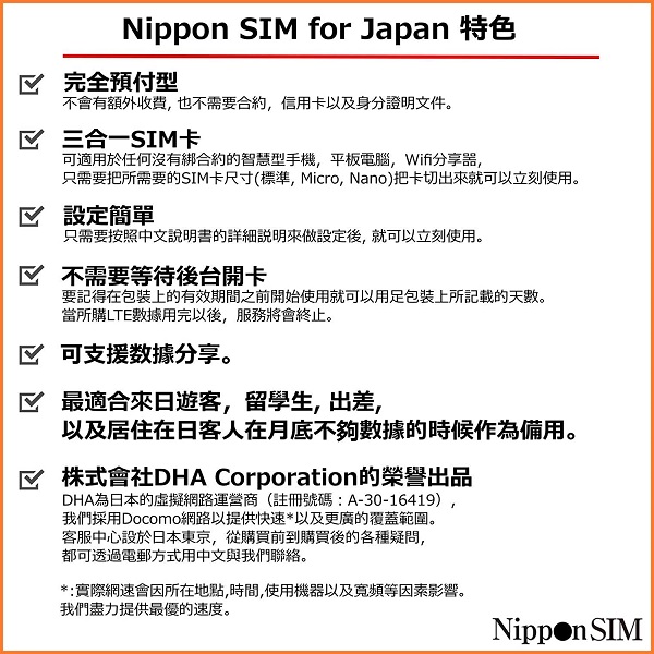 Nippon SIM for Japan 標準版 180日6GB 日本国内用 ドコモ回線 プリペイドデータSIMカード(事務手続一切不要・SIMカード同梱・簡単設定/即利用OK)