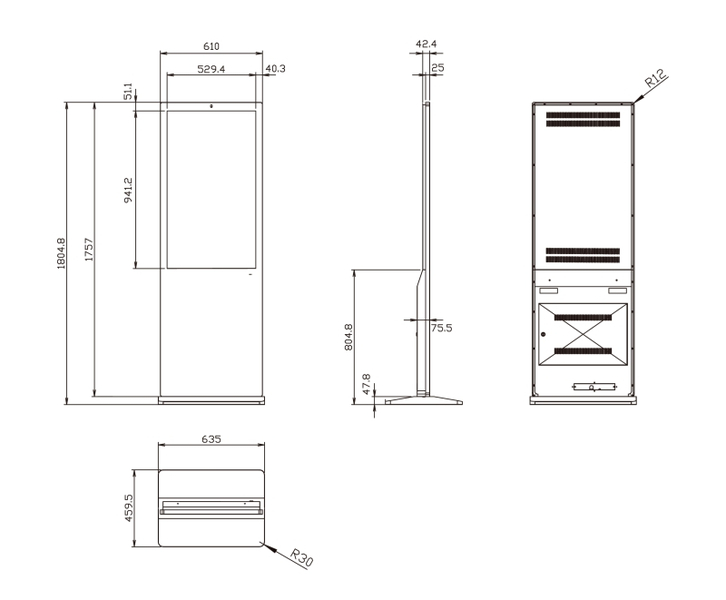 屋内用サイネージ（キオスクタイプ）エントリーモデル 43型/1920×1080/HDMI、USB2.0、SD/ブラック/スピーカー：あり