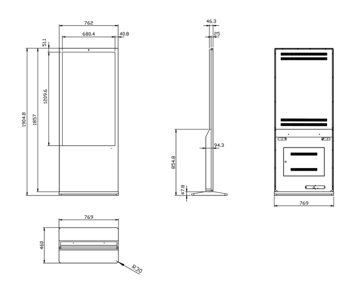 屋内用サイネージ（キオスクタイプ）エントリーモデル 55型/1920×1080/HDMI、USB2.0、SD/ブラック/スピーカー：あり
