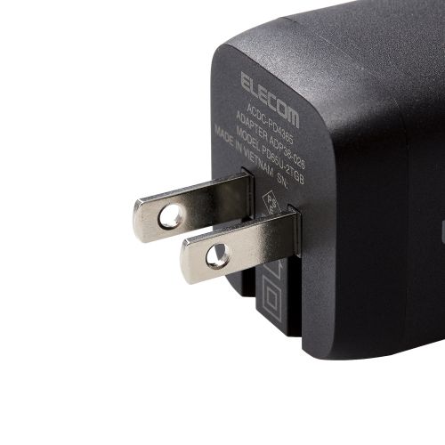 ノートPC用ACアダプター/USB充電器/USB Power Delivery対応/PPS対応/Quick Charge 3.0対応/65W/USB-C2ポート/スイングプラグ/ブラック