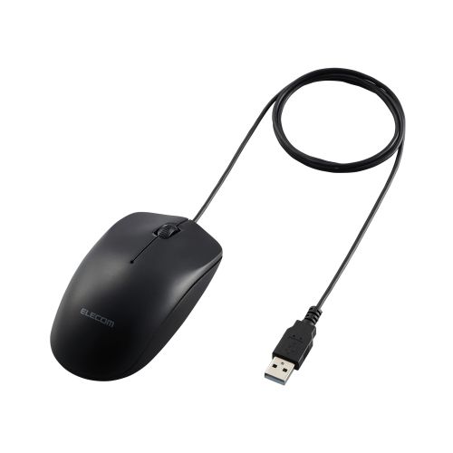 法人向けマウス/有線光学式マウス/3ボタン/環境配慮パッケージ/ブラック