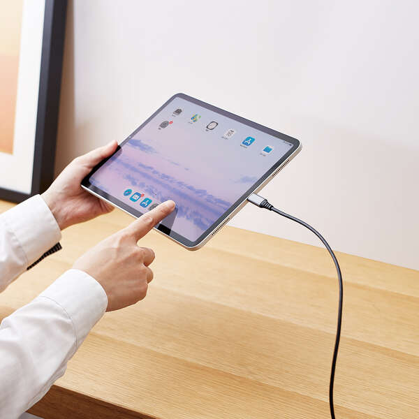 USB Type-Cケーブル/スマホ用/USB(A-C)/認証品/L字コネクタ/抗菌・抗ウイルス/1.2m/ブラック