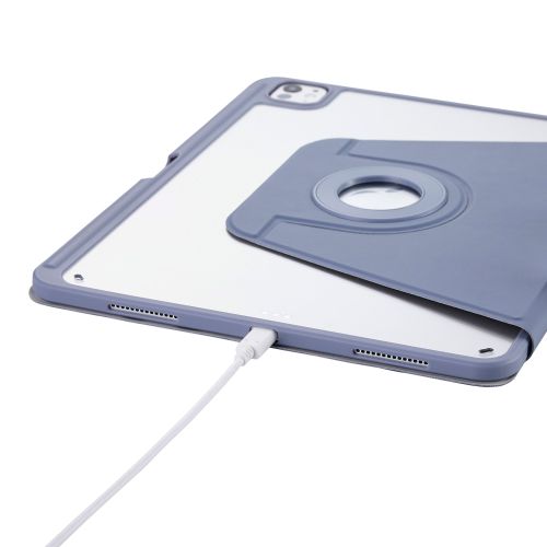 13インチiPad Pro(M4)/フラップケース/360度回転/マグネット着脱/背面クリア/ブルーグレー