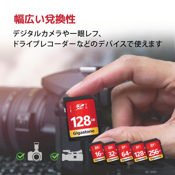 SDXCカード 256GB Class10 UHS-I U1スペック 最大読み取り速度100MB/s 4K Ultra HD 撮影 一眼レフカメラ デジタルカメラ 4Kビデオカメラ アクションカメラ